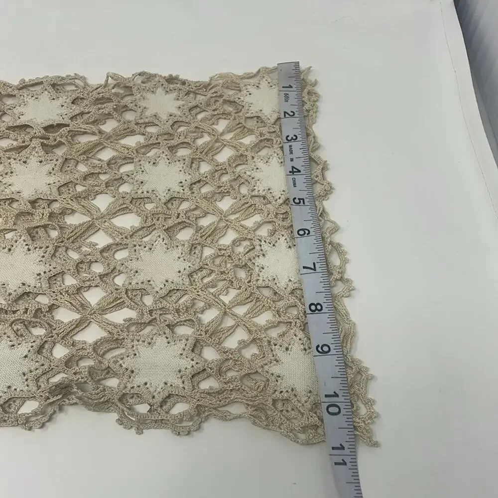 Vintage Handmade Shabby Chic Farmhouse Large Crochet Table Runner
